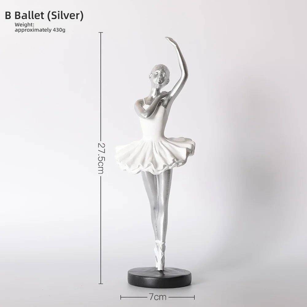 statue danseuse résine or blanc robes ballet décoration chambre enfant collection amateur