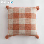 housses coussins carreaux beige blanc rustique 30x50cm 45x45cm décor canapé lit chaise voiture