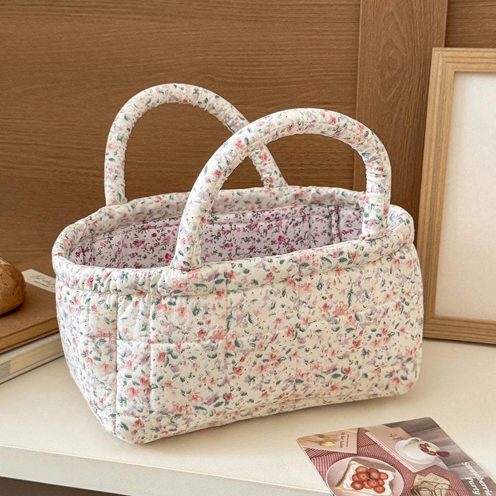 panier rangement pliable polyester toile jouy vintage blanc carreaux romantique portable respectueux environnement
