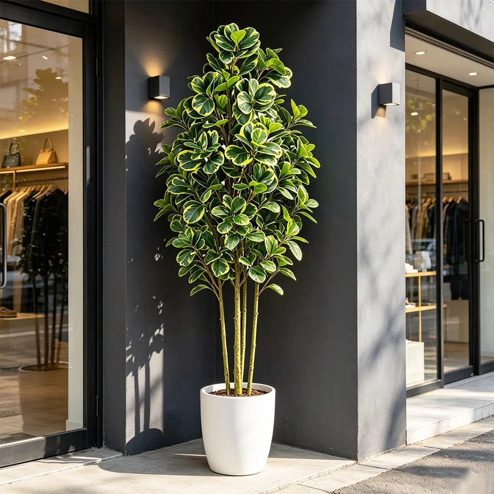 plante artificielle ficus 115cm 76cm feuilles vertes jaunes intérieur décoration maison tropicale faux arbre