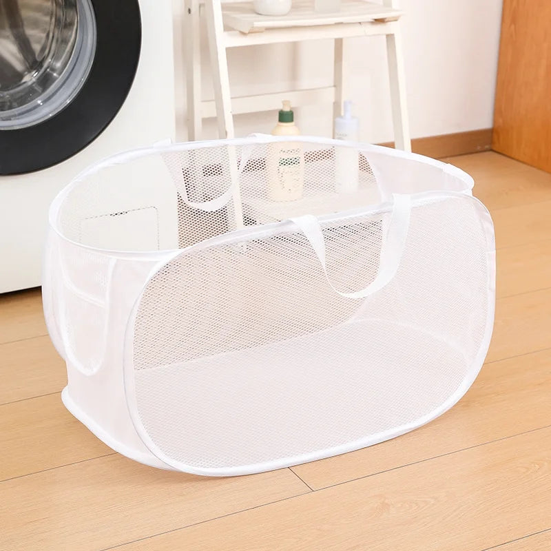 panier linge moderne pliable gris noir maille métal respectueux environnement poignées capacité grande