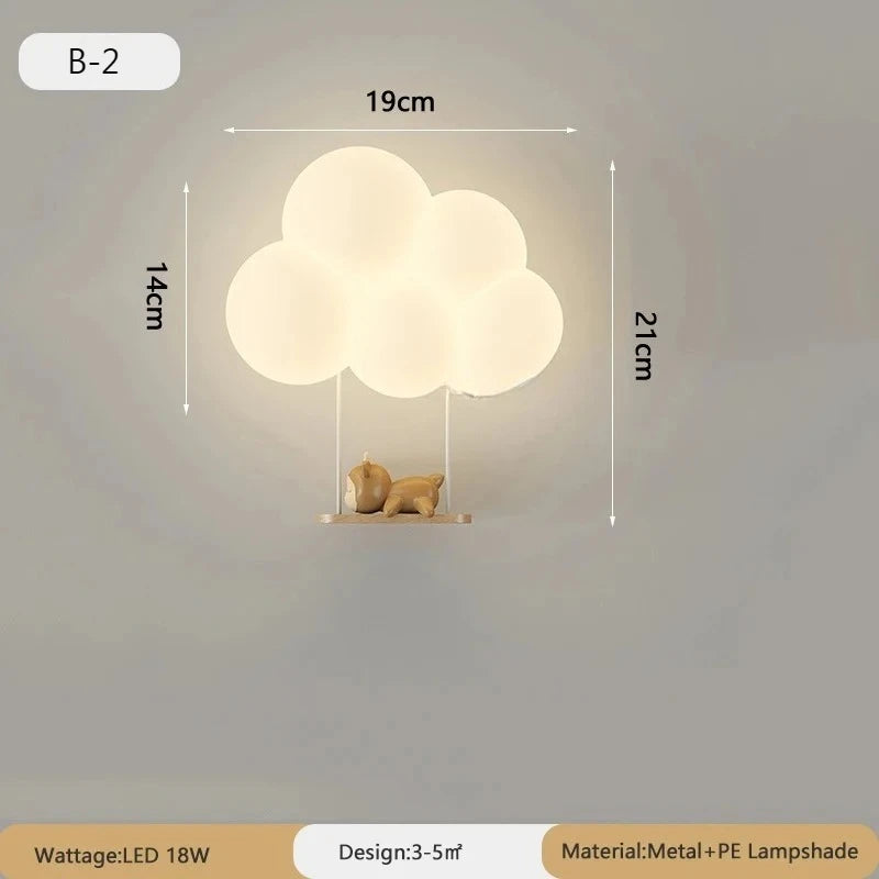 appliques murales decoratives lumiere led nuages animaux blanc moderne chambre enfants