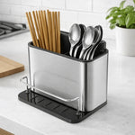 rangement couverts acier inoxydable couteaux fourchettes cuillères baguettes éponges moderne minimaliste imperméable anti rouille