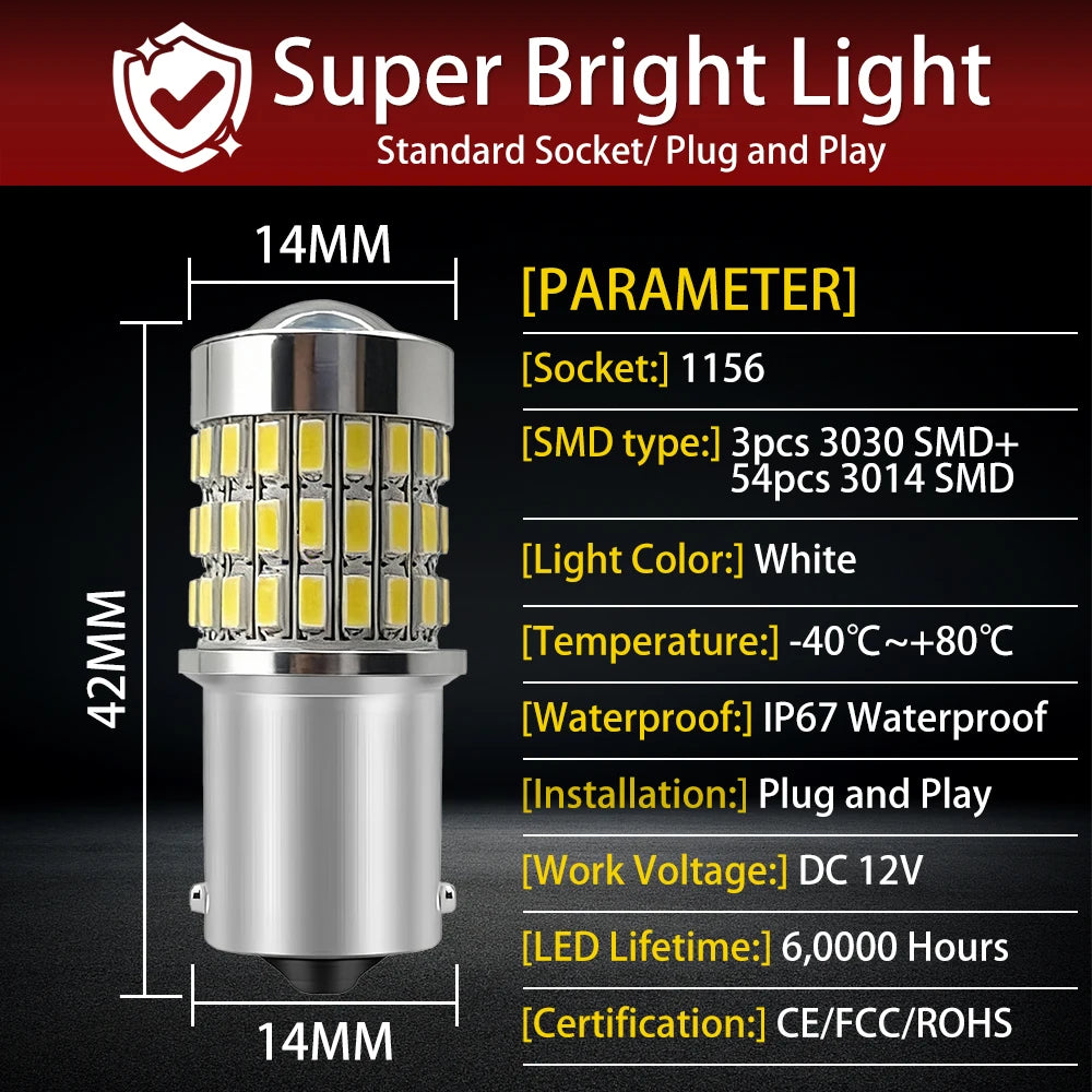 ampoules led 6000k blancs feux jour drl lentille hd facile auto moderne 12v ba15s