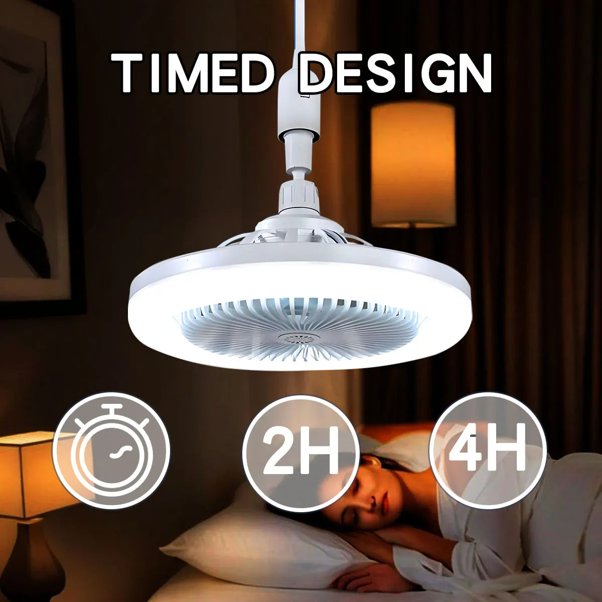 ventilateur lampe led moderne blanc grille télécommande flux lumineux certification ul rohs