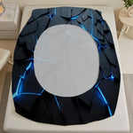 drap housse géométrique moderne noir bleu clair matelas simple double queen king polyester coton