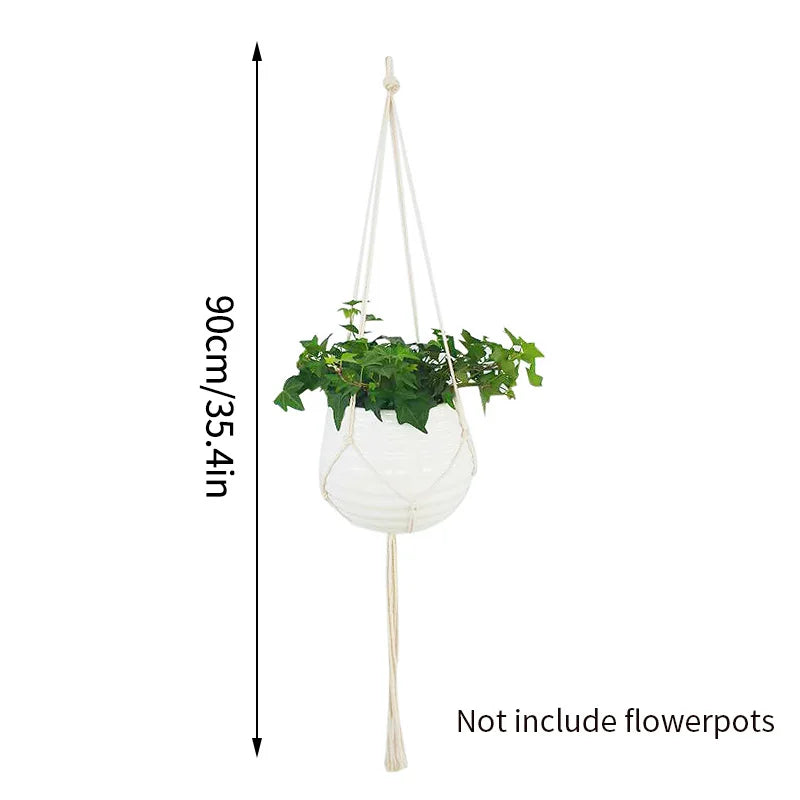 porte plante suspendu macramé blanc coton décoration bohème jardin intérieur balcon maison extérieur
