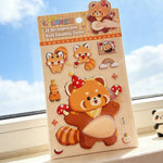 stickers 3d animés personnages mignons ours panda lapin gâteaux fruits rose beige bleu orange