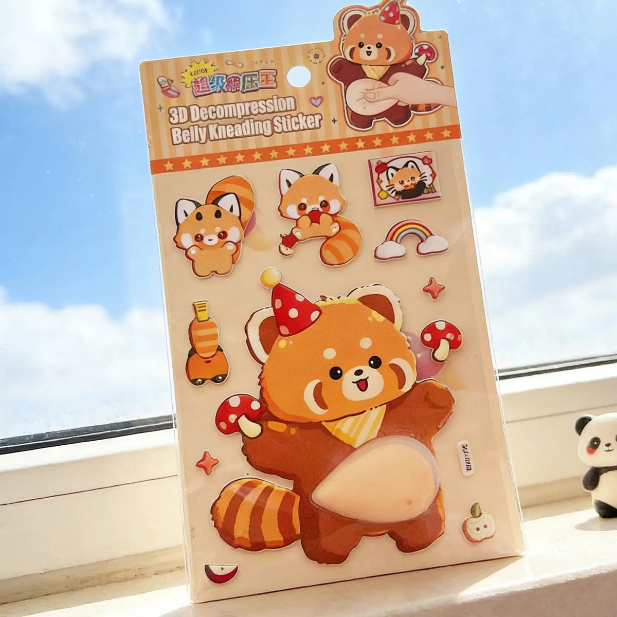 stickers 3d animés personnages mignons ours panda lapin gâteaux fruits rose beige bleu orange