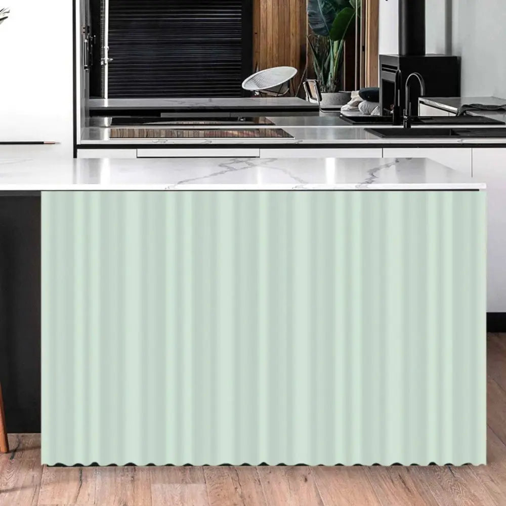 housse meuble cuisine vert clair rose gris bleu foncé turquoise ondulé moderne industrielle