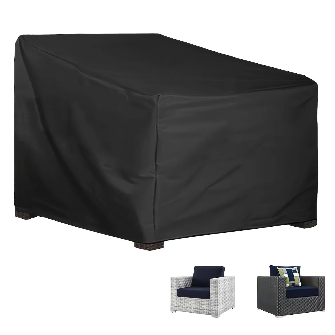 housse protection meuble extérieur noir durable imperméable chaise fauteuil plage moderne fixe cord lock