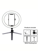 lampe anneau led blanc moderne trépied tête sphérique support téléphone