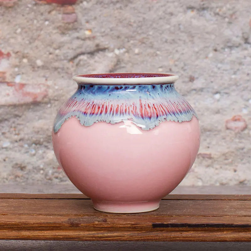 Vase céramique céladon glacé craquelé artisanal petit décor raffiné