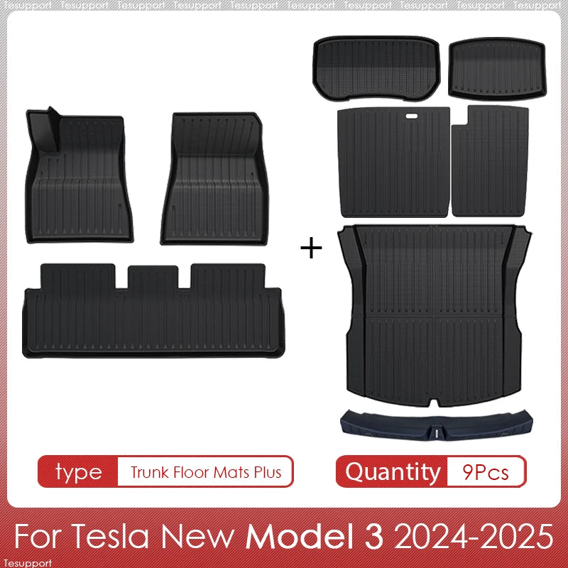 tapis sol voiture tesla model noir rayures horizontales moderne antidérapant imperméable