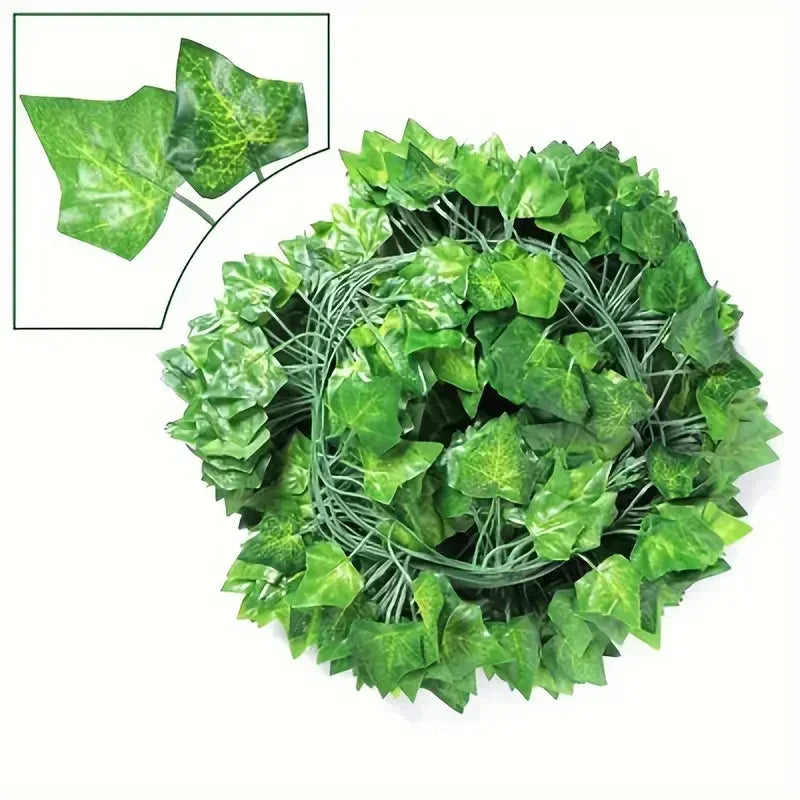 guirlande vigne lierre artificielle vert feuilles rondes décoration jardin mariage extérieur murale suspendue