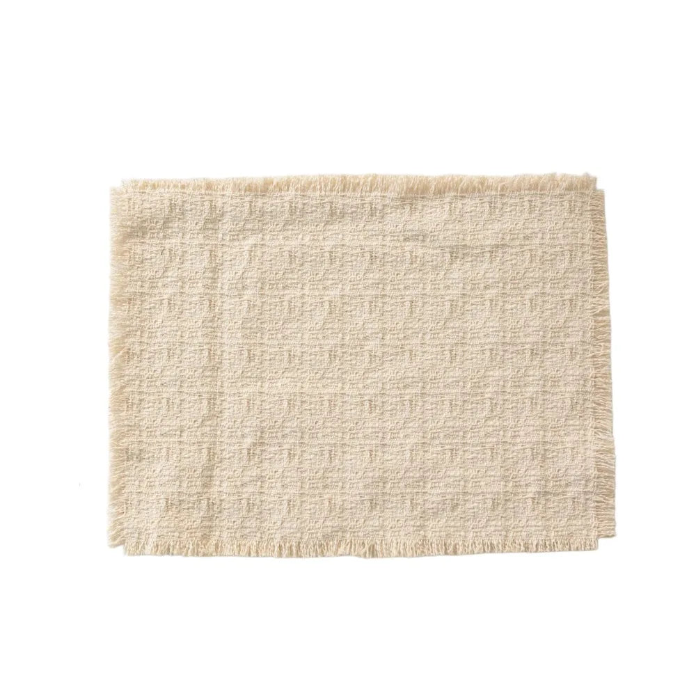 serviettes table tissu lin beige rustique franges polies clips muralsetSize40cm38cm30cm28cm12cm6cm