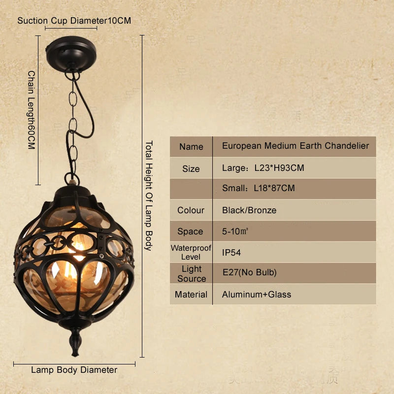 Lampe suspendue artisanale bronze noir ornements géométriques transparente vintage chambre salon