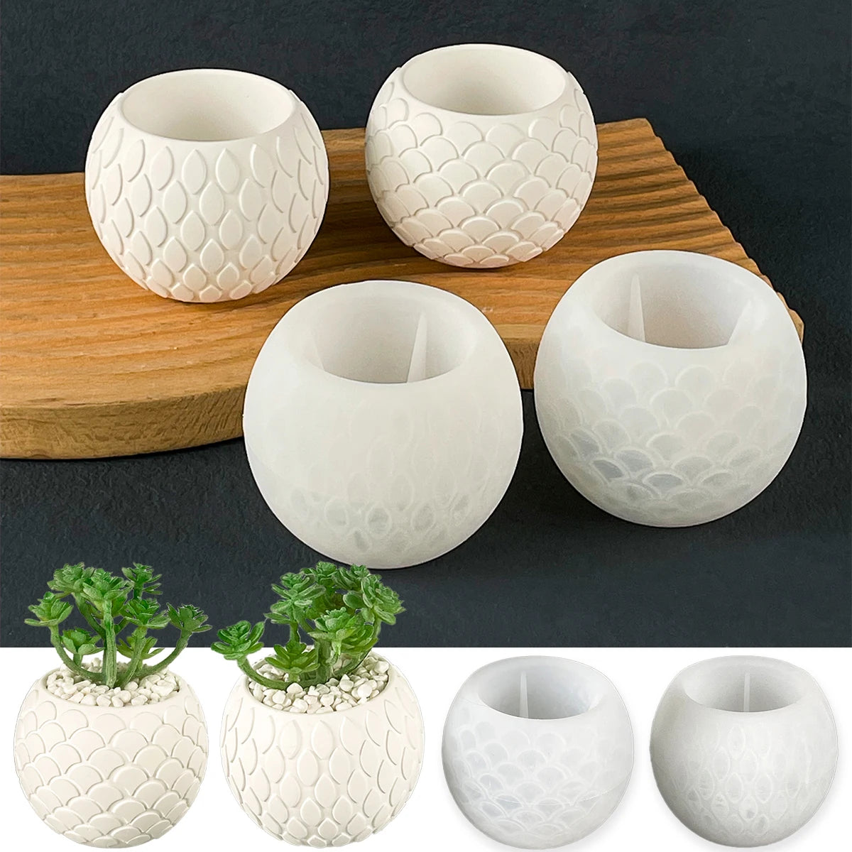 moulages silicone écailles poissons vase rangement bijoux décoration maison bougie parfumée bricolage moderne zen