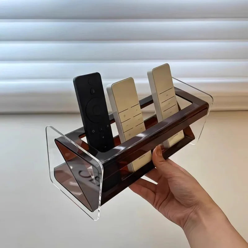 rangements télécommandes transparent noir marron foncé minimaliste réutilisable stockage multifonction simple moderne