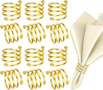 anneaux serviette dorés métal moderne élégants set 12 anneaux décoration table événements