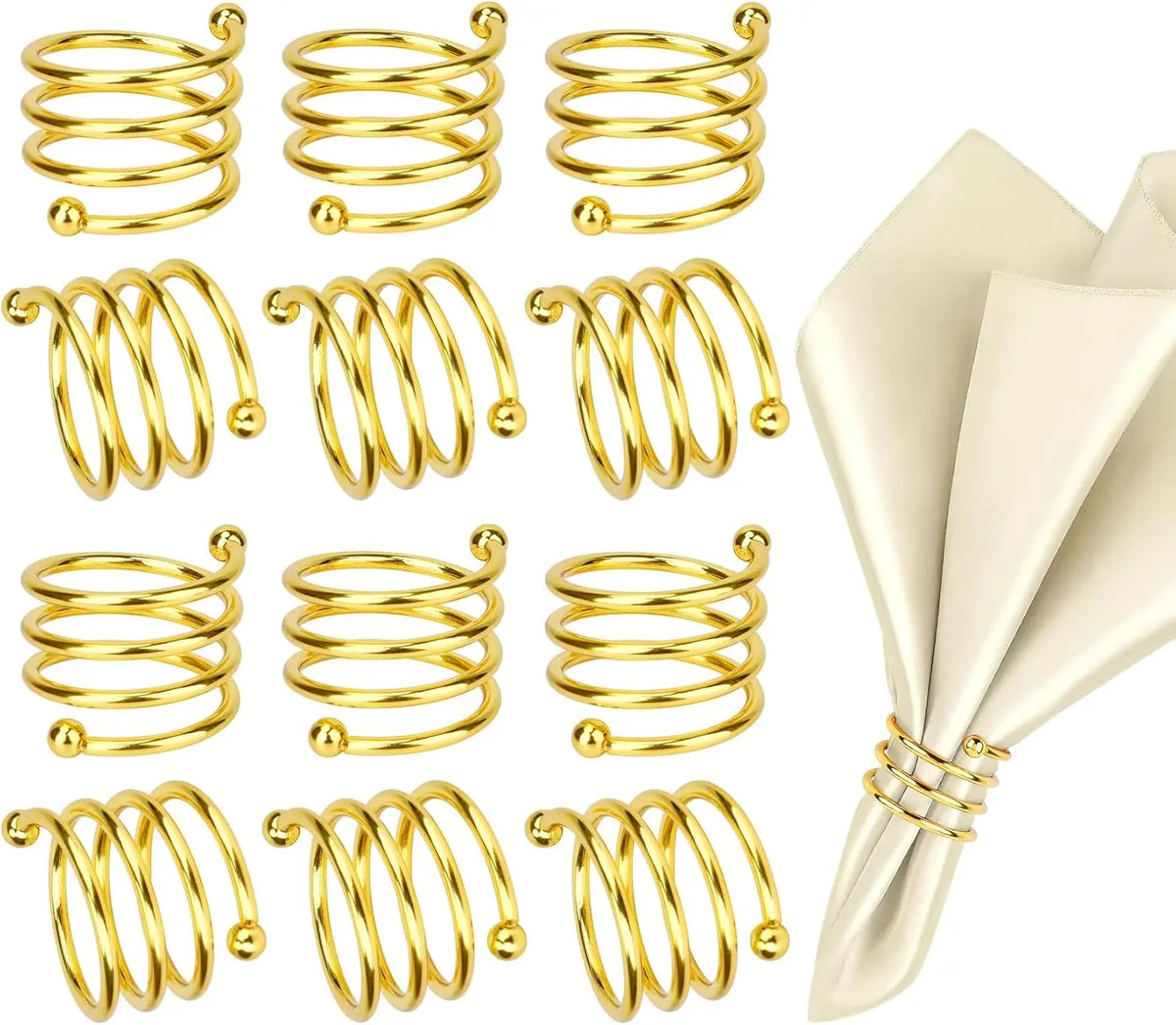 anneaux serviette dorés métal moderne élégants set 12 anneaux décoration table événements