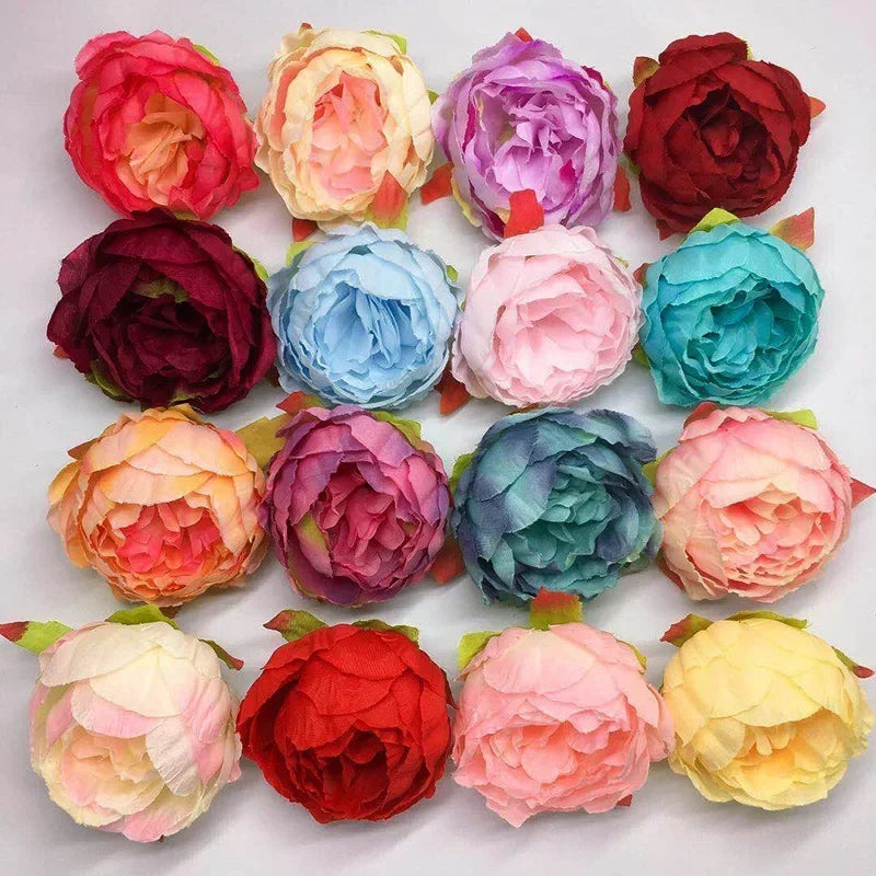 fleur artificielle pivoine réaliste feuilles vertes décoration mariage scrapbooking fête maison