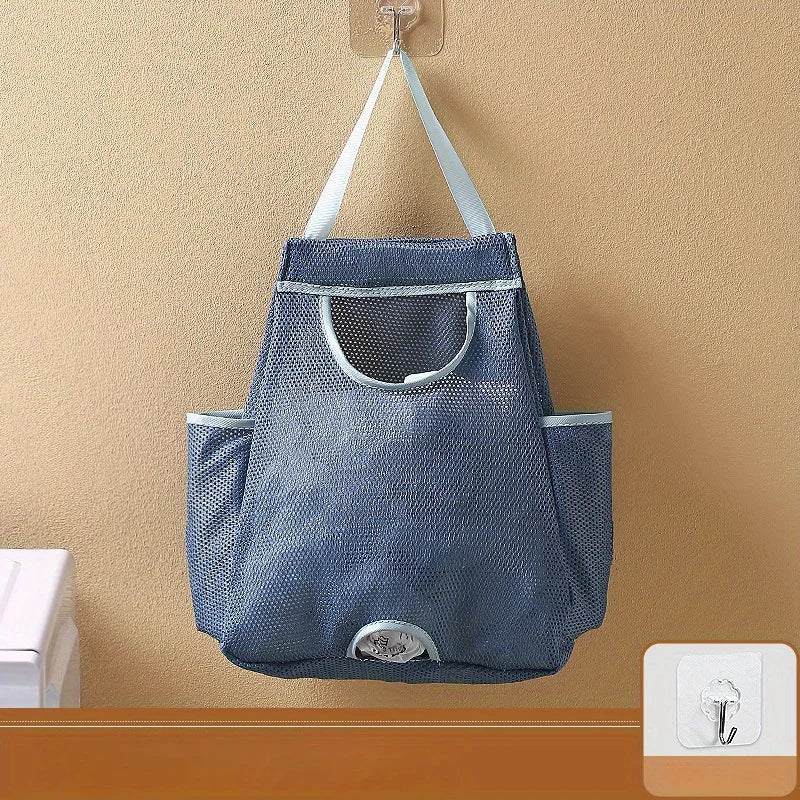Sac poubelles mural bleu pratique maille fine crochets adhésifs poches