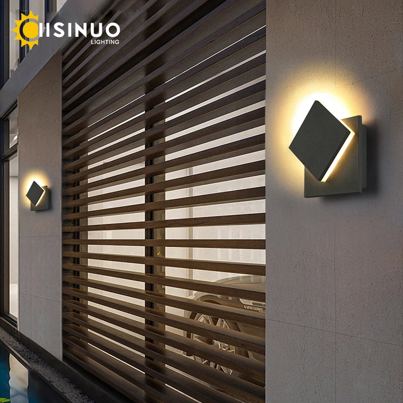 lampe murale led moderne noire ip65 rectangulaire mat 14cm 14cm fixée