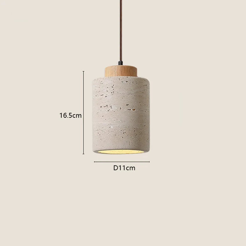 lampe suspendue pierre naturelle texture bois moderne élégante câble ajustable chambre salon étude