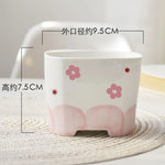 pots céramique porcelaine moderne rose blanc fleurs succulentes décoration plantes vertes ornement maison