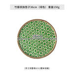 assiettes rondes décoratives tressées motifs géométriques bohèmes couleurs variées sous plats décoratifs