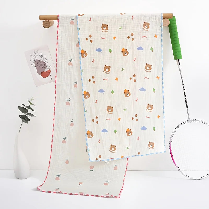 serviettes sport coton gauze animaux ours nuages coeurs bébés blanc orange bleu vert