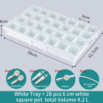 Bac plantes moderne blanc carré 12 compartiments succulentes terreau plastique