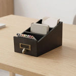 boîte rangement bois rustique compartiments télécommandes smartphones accessoires vintage respectueux environnement pastorale