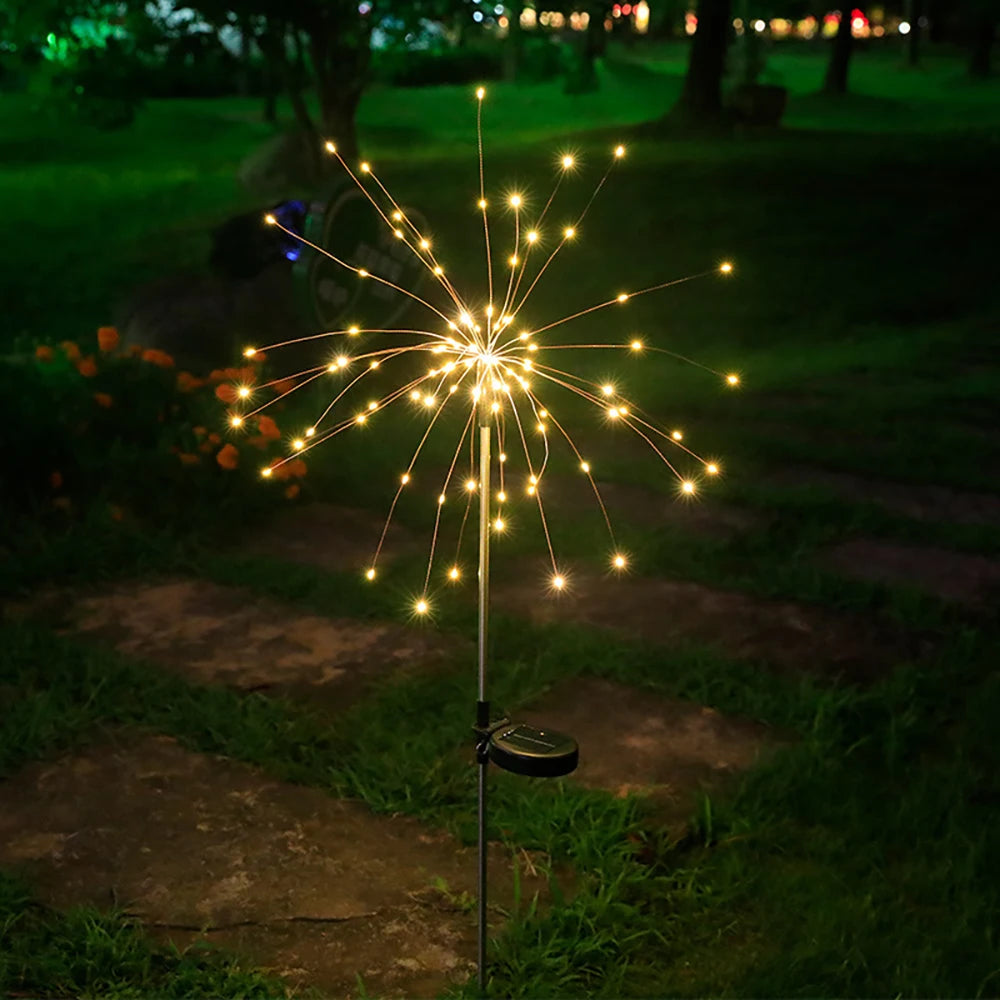 décoration solaire multicolore feu d'artifice modes éclairage moderne extérieure festive mariage noël