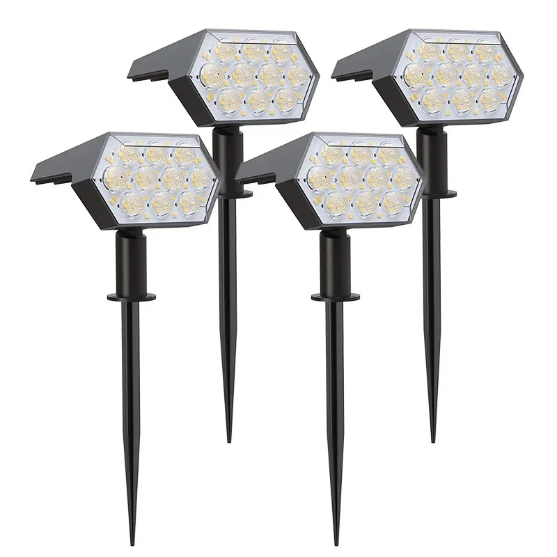 spots solaires led rechargeables ip67 moderne noirs hexagonaux autoinstallationextérieur 810h