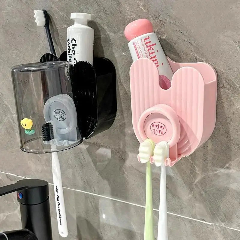 organisateur salle bain brosses dents dentifrice coupes animaux mignons moderne minimaliste transparent adhésif