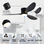 ventilateur led moderne noir six vitesses télécommande lumière réglable silencieux facile