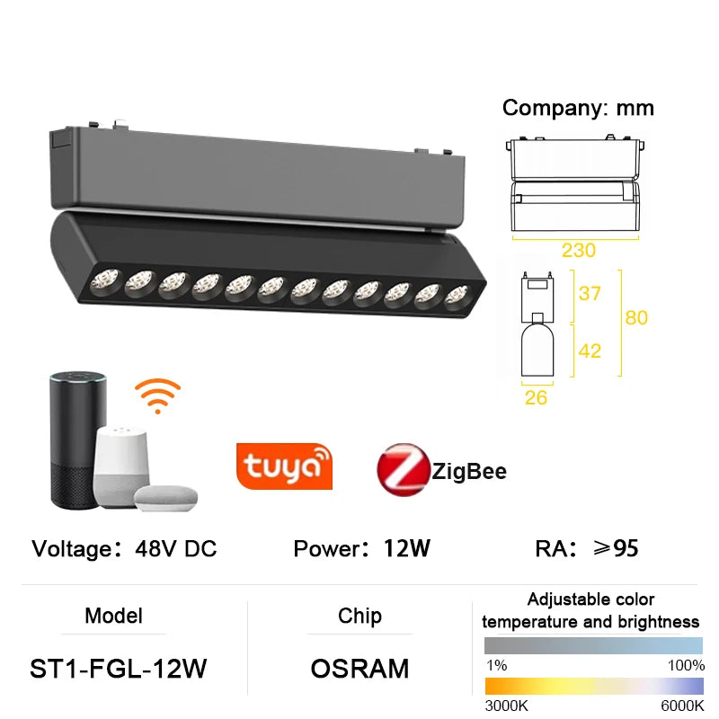 luminaire led rail magnétique noir moderne système éclairage intelligent intérieur ultra mince