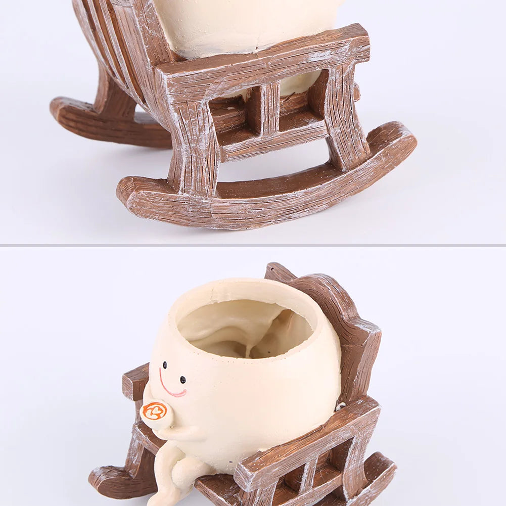 pots fleurs suspendus résine visage souriant chaise bascule balançoire tasse blanc personnaliséextérieurintérieur