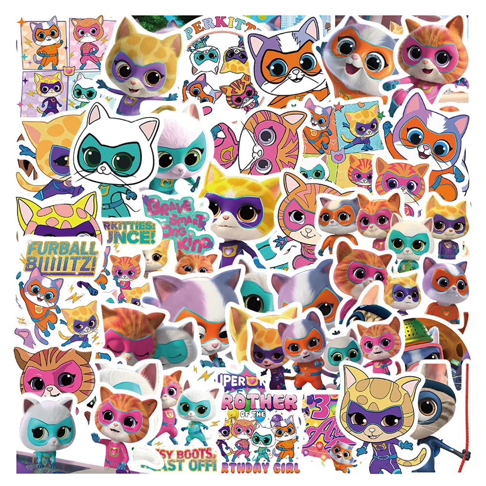 stickers kawaii chats dessins animés couleurs variées cartoon pvc autocollants usage multiple enfants adultes
