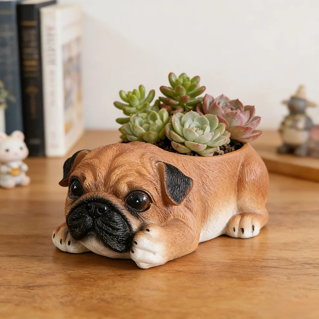 pot fleurs succulentes forme chien mignon décoration maison jardin animalier réaliste pastoralement