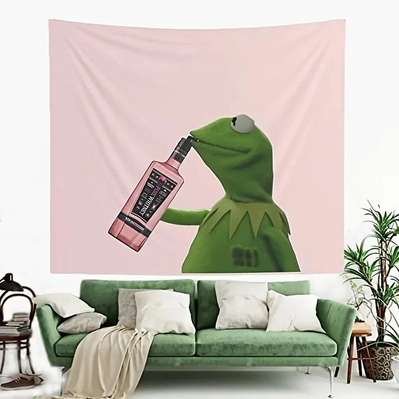 tapisserie murale moderne dessin animé vert rose noir blanche pop art
