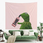 tapisserie murale moderne dessin animé vert rose noir blanche pop art