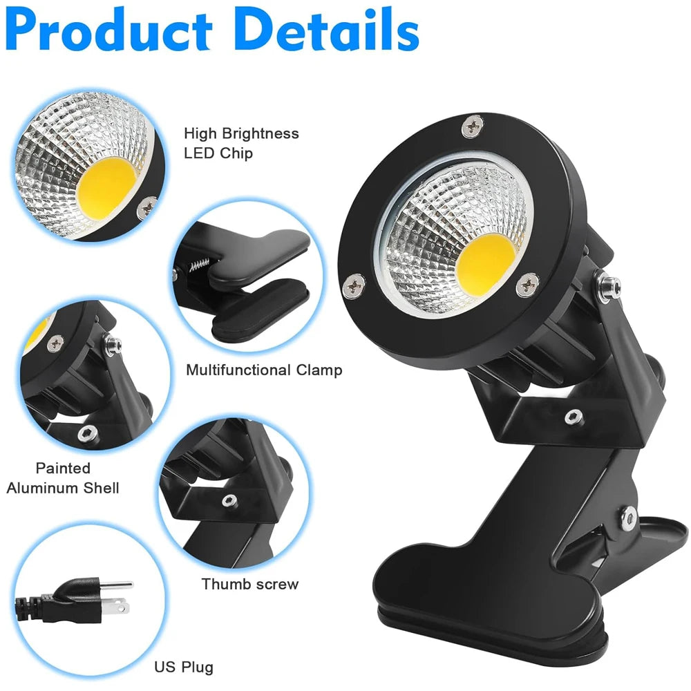 projecteur led noir moderne pinces 3000k us plug 6.6ft cable