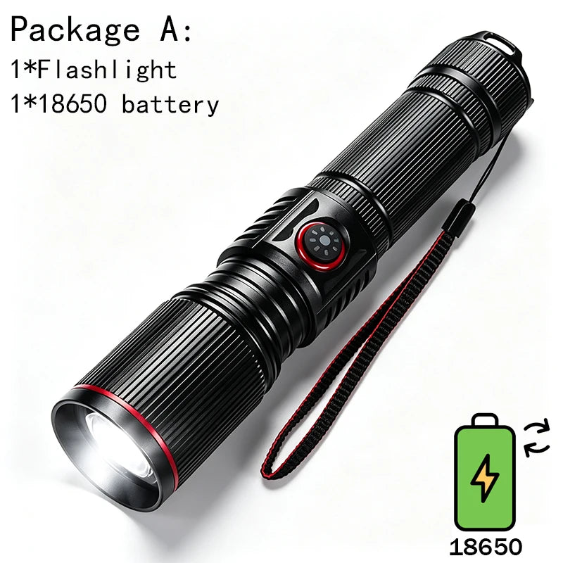 torche rechargeable 30w led noire camping intense réglable vertical moderne