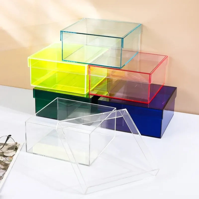 boîtes rangement transparent réutilisables pliables moderne minimaliste vert rouge bleu orange
