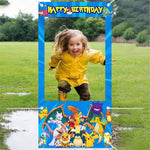 cadre photo vinyle pokémon pikachu happy birthday clips bleu blanc anniversaire décoration festive