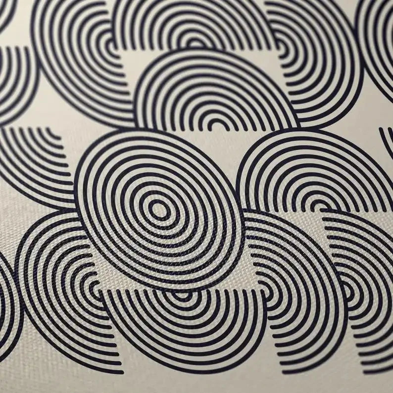 affiche moderne graphique spirales concentriques toile rectangle horizontal décoration intérieure abstraite encre imperméable opaque