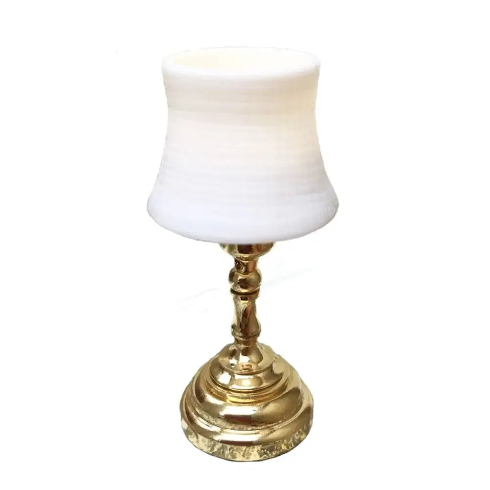 lampe table classique or blanc métal tissu 14ans+ miniature abat jour base